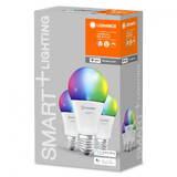 3 Becuri LED RGB inteligent Ledvance SMART+ WiFi Classic Multicolour A, E27, 9.5W (75W), 1055 lm, lumina alba si color (2700-6500K)