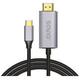 Cablu Date SAVIO USB-C to HDMI 2.0B cable, 2m, silver / black, gold tips, CL-171