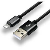 Cablu Date everActive micro USB 1m - Black, braided, quick charge, 2,4A - CBB-1MB
