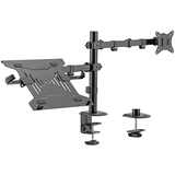 MA-DA-03 Adjustable desk mount with monitor arm and notebook tray (rotate, tilt, swivel), 17”-32”, up to 9 kg
