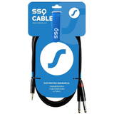 Cablu SSQ MIJM1 SS-1813 Jack Stereo 3,5 mm - 2x Jack Mono 6,3 mm 1 m Black