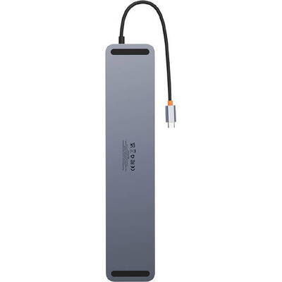 Hub USB Baseus 12w1 EliteJoy Gen2 series USB-C do 2xHDMI+ 3xUSB 3.0+ PD+ DP+ SD/TF+ RJ45+Type-C+ 3.5mm (dark grey)