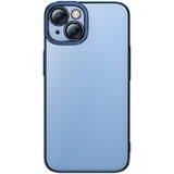 Glitter Transparent Case and Tempered Glass set for iPhone 14 Plus (blue)