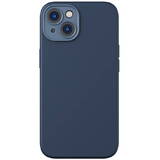 Liquid Silica Magnetic Case and Tempered Glass set for iPhone 14 Plus (blue)