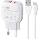 Incarcator GSM LDNIO  A2313C USB, USB-C 20W + USB to Lightning cable