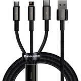 Cablu de Date Baseus  USB 3v1 Tungsten Gold, USB cu micro USB / USB-C / Lightning, 3,5 A, 1,5 m (Negru)