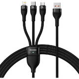 Cablu de Date Baseus 3in1 USB Flash Series, USB-C + micro USB + Lightning, 100W, 1.2m Negru