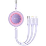 Cablu de Date Baseus Bright Mirror 3, USB 3-in-1 for micro USB / USB-C / Lightning 66W / 2A 1.1m Violet