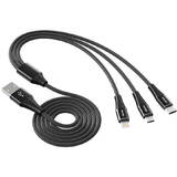Cablu de Date Vipfan USB X16 3w1 USB-C/Lightning/Micro 66W 3.5A  (czarny)
