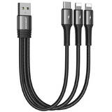 Cablu de Date Joyroom USB S-01530G10 3in1 USB-C / 2x Lightning 3.5A 0.15m Negru