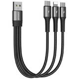 Cablu de Date Joyroom USB S-01530G11 3in1 2x USB-C / Lightning 3.5A 0.15m Negru