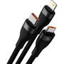 Cablu de Date Baseus 3in1 USB Flash II Series, USB-C + micro USB + Lightning, 66W, 1.2m Negru