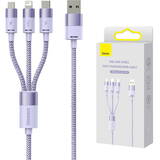 Cablu de Date Baseus 3in1 USB StarSpeed Series, USB-C + Micro + Lightning 3,5A, 1.2m Violet