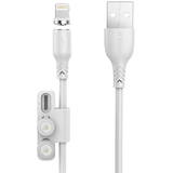Cablu de Date Foneng X62 Magnetic 3in1 USB to USB-C / Lightning / Micro USB , 2.4A, 1m (Alb)