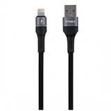 USB for Lightning X79, LED, braided, 3A, 1m Negru
