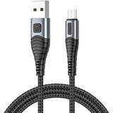 USB to Micro USB X10, 3A, 1.2m, braided Negru