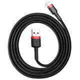Cablu de Date Baseus Cafule USB Lightning 2.4A 1m (Rosu-Negru)