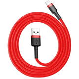 Cafule USB Lightning  2,4 A 1 m (Negru-Rosu)