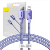 Cablu de Date Baseus Crystal Shine USB-C to Lightning, 20W, PD, 1.2m Violet