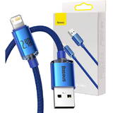 Cablu de Date Baseus Crystal Shine USB to Lightning, 2.4A, 1.2m Albastru