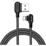 Cablu de Date Mctoto USB to Lightning , CA-4679, angled, 3m Negru