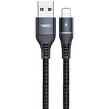 Cablu de Date Remax USB Lightning Colorful Light, 2.4A, 1m Negru