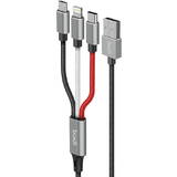 Cablu de Date Budi 3-in-1 USB to Lightning / USB-C / Micro USB 2.4A, 1m, braided Negru