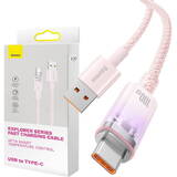 Cablu de Date Baseus Quick Charge USB-C  6A, 1m (Pink)