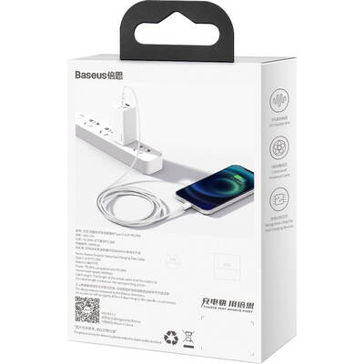 Cablu de Date Baseus USB-C cu Lightning řady Superior, 20W, PD, 2m (Alb)