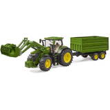 Tractor John Deere 7R 350 with front loader and trailer