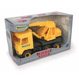 Masinuta Wader Middle Truck Crane yellow 38 cm in box