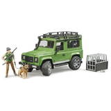 Masinuta BRUDER Land Rover Defender vehicle with forester and dog figure