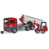 MAN TGS with roller container and mini excavator