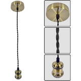 VIVALUX Pendul RETRO Antique Brass, E27, max. 60W, textil/Metal, IP20, Ø100mm, cablu dublu Negru 1m, bec neinclus