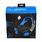 TX30 Megapack - Stereo Game & Go Headset + Thumbs Grips + USB Cable for PS4 MULT PS4