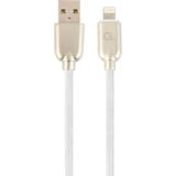 Cablu de date Premium rubber, USB 2.0 - Lightning, 1m, White-Gold