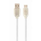 Gembird Cablu de date Premium Rubber, USB - USB-C, 2m, White