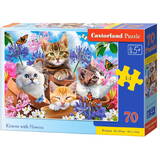 Puzzle Castor 70 elements Kittens in Flowers