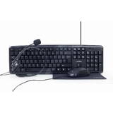 KBS-UO4-01 - Tastatura, USB, Black + Mouse Optic, USB, Black + Casti cu microfon, Black + Mouse Pad, Black