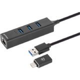 Hub USB MANHATTAN 3-Port USB 3.0 Typ-C/A Combo + Adaptor Retea