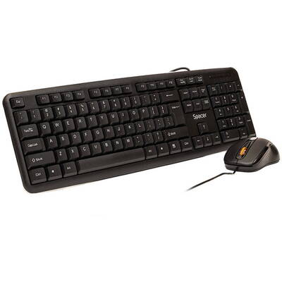 Kit Periferice Spacer Tastatura + Mouse Combo SPDS-S6201, Wired, Black