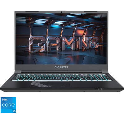 Laptop GIGABYTE Gaming 15.6'' G5 MF, FHD 144Hz, Procesor Intel Core i5-12500H (18M Cache, up to 4.50 GHz), 8GB DDR4, 512GB SSD, GeForce RTX 4050 6GB, Free DOS, Black