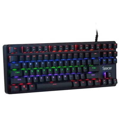 Tastatura Spacer Gaming Mecanica SPKB-MK-IMMOR, switch-uri mecanice albastre, 87 taste, Black