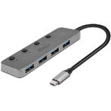 Hub USB Lindy 4 Port USB 3.2 buton On/Off