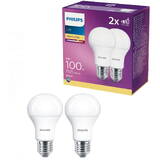 Philips 2 Becuri LED A60, EyeComfort, E27, 13W (100W), 1521 lm, lumina calda (2700K), mat