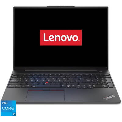 Laptop Lenovo 16'' ThinkPad E16 Gen 1, WUXGA IPS, Procesor Intel Core i5-1335U (12M Cache, up to 4.60 GHz), 16GB DDR4, 1TB SSD, Intel Iris Xe, No OS, Graphite Black