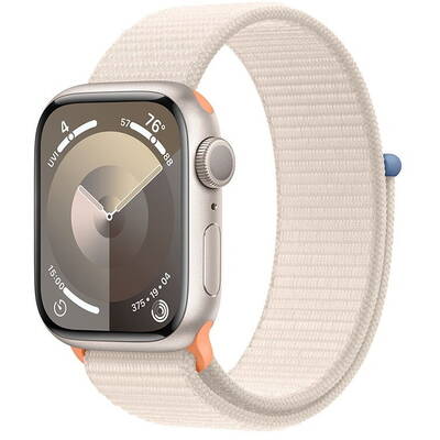 Smartwatch Apple Watch Series 9 GPS, 41mm Starlight Aluminium Case with Starlight Sport Loop