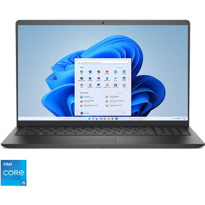 Laptop Dell 15.6'' Vostro 3520 (seria 3000), FHD 120Hz, Procesor Intel Core i5-1235U (12M Cache, up to 4.40 GHz, with IPU), 16GB DDR4, 512GB SSD, Intel Iris Xe, Win 11 Pro, Carbon Black, 3Yr ProSupport