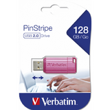 Memorie USB VERBATIM PinStripe, 128GB, USB 2.0, Roz