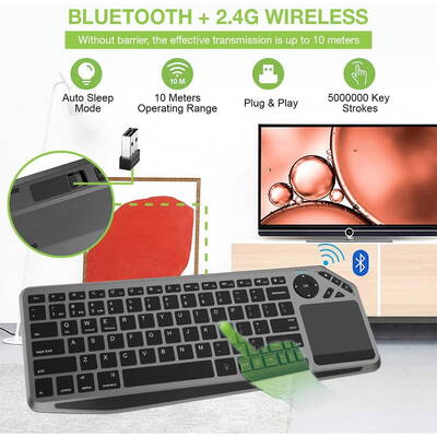 Tastatura TECHLY ICTB9801TB RF Wireless + Bluetooth QWERTY US English Black